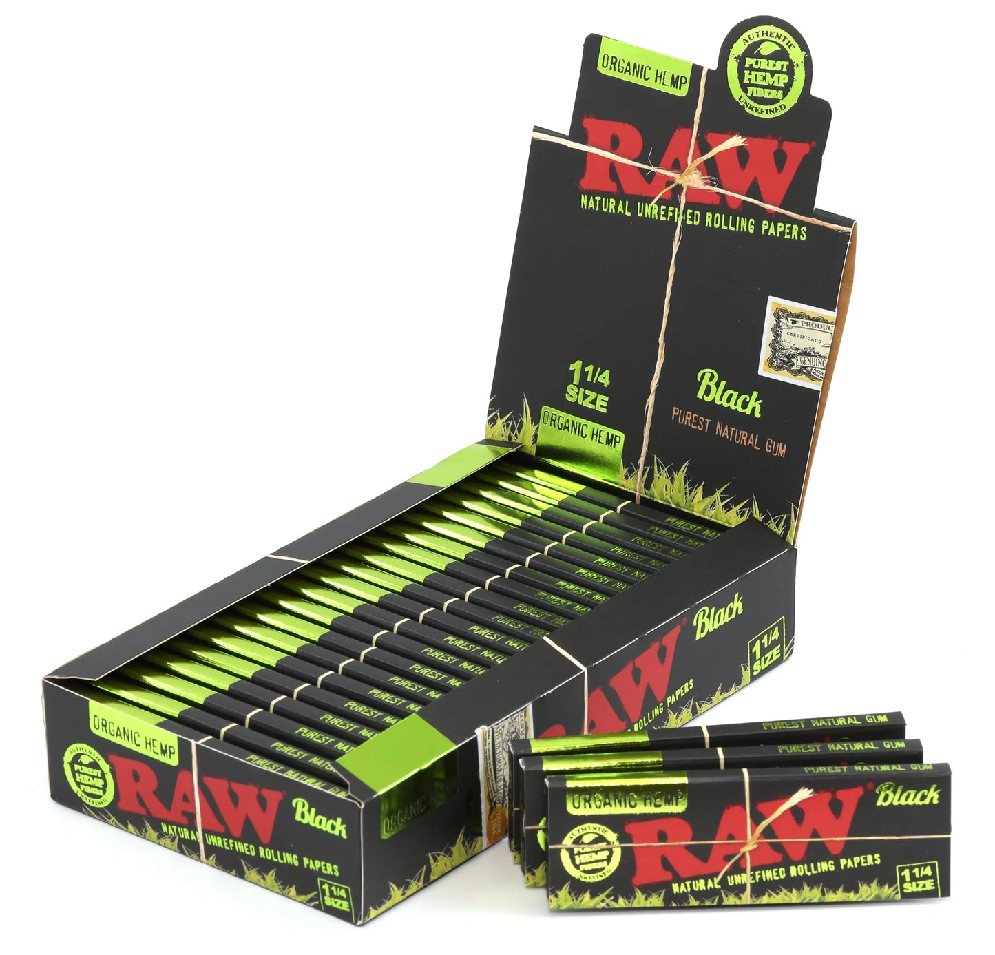 RAW BLACK ORGANIC HEMP PAPER 1 1/4 50CT/PK 24PK
