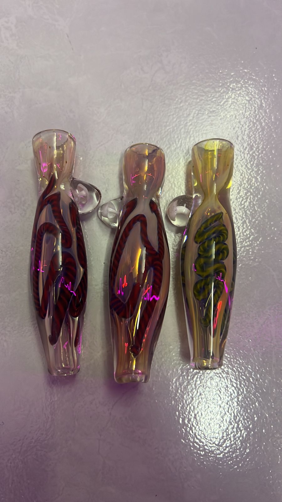 3" CHILLUM GOLD FUME GLASS TWISTING ART ONE HITTER