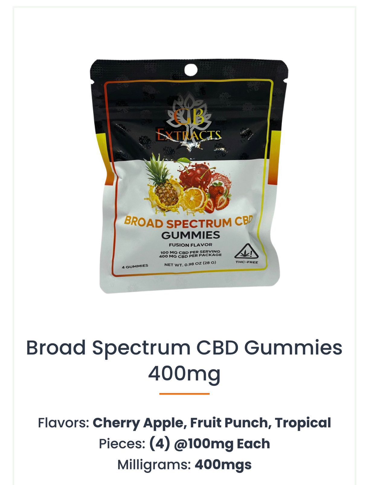 GB EXTRACTS CBD BROAD SPECTRUM GUMMIES- 400MG
