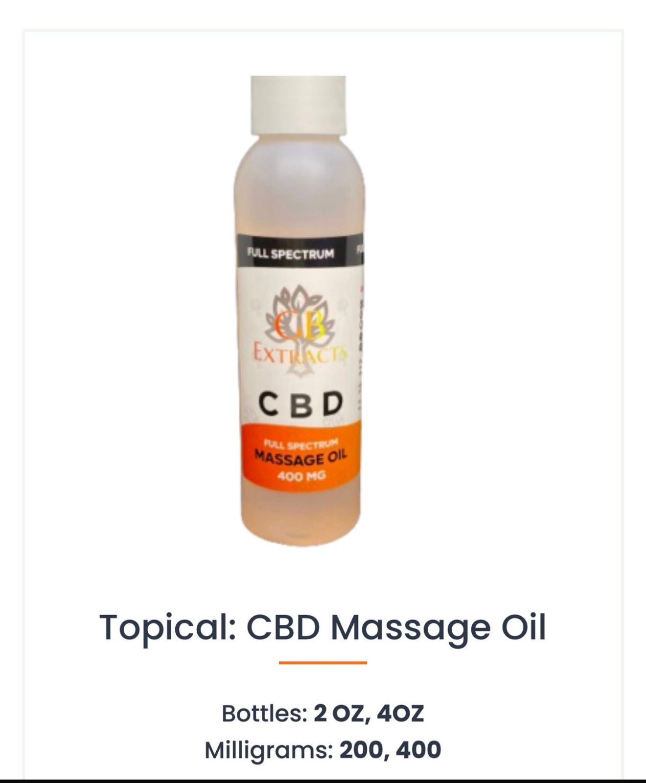 GB EXTRACTS CBD MASSAGE OIL