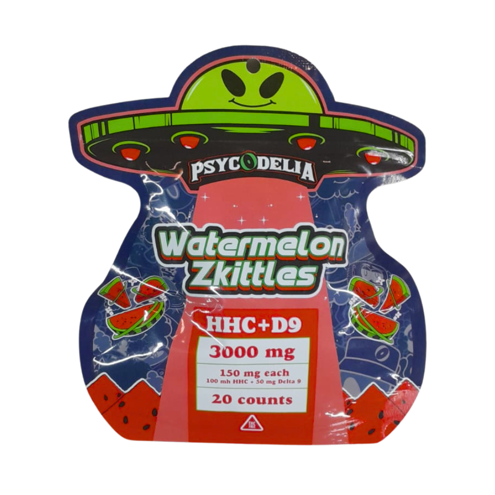 PSYCODELIA GOMITAS – HHC + D9 3000MG – WATERMELON ZKITTLES 5/PACK (20/PACK)