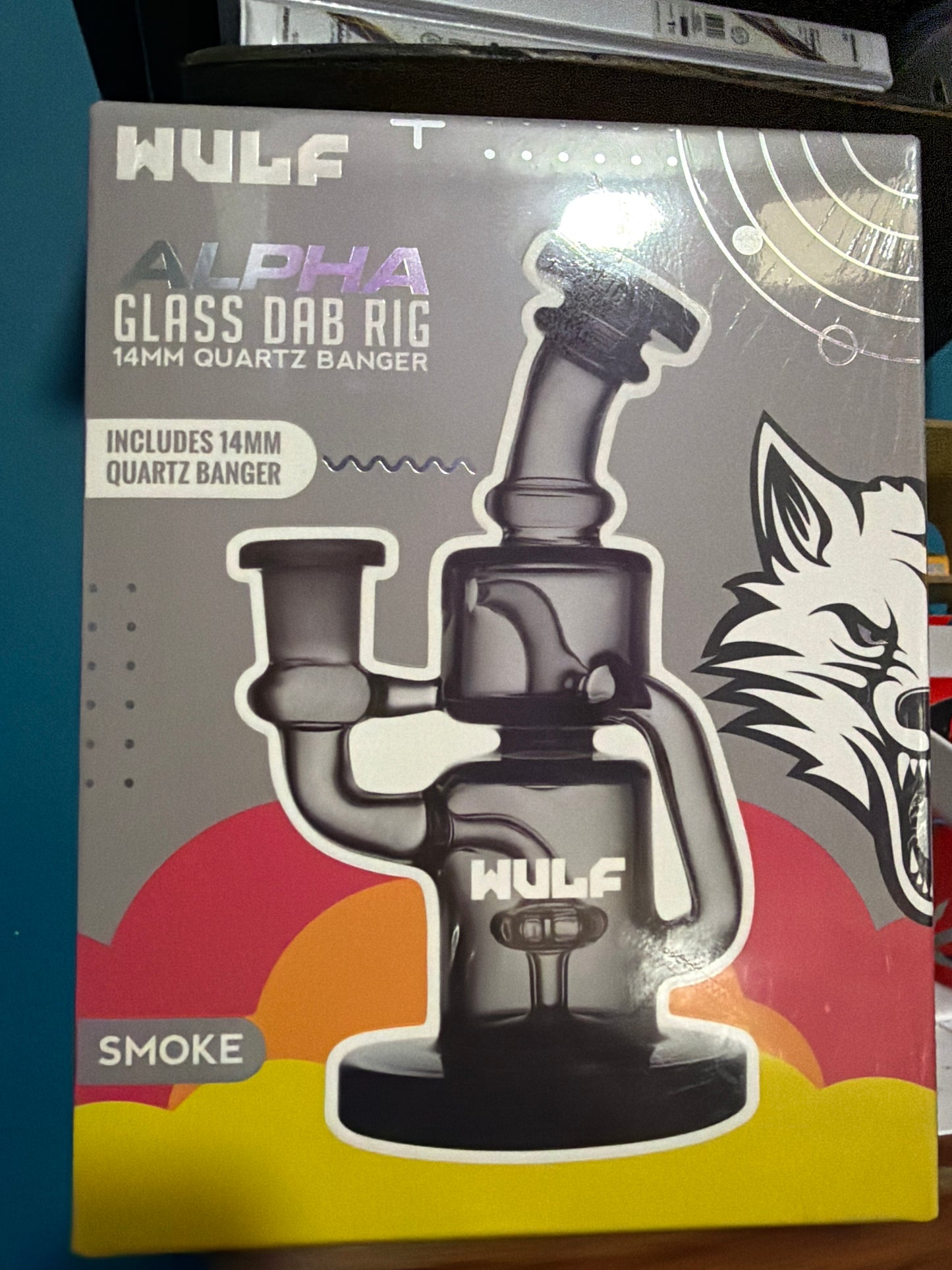 Wulf Glass Alpha 14mm Dab Rig with Quartz Banger SMOKE