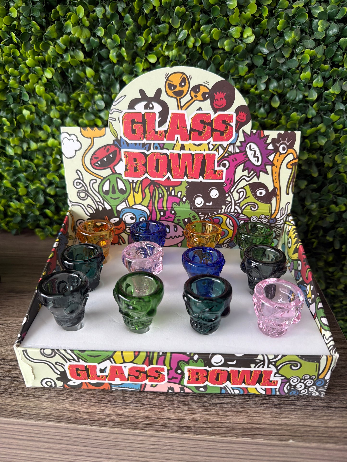 GLASS BOWL 14MM SKULL 12 PCS