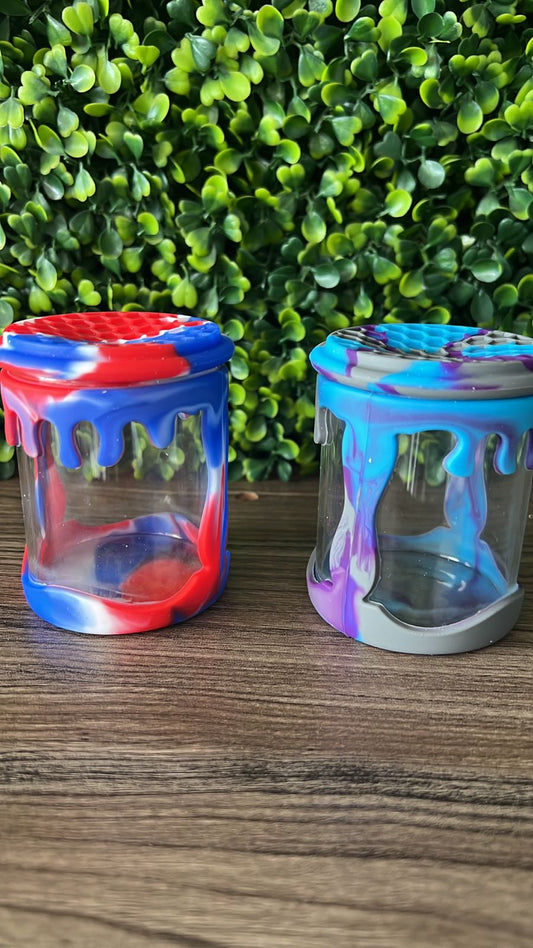 SILICONE & GLASS ROUND JAR(6PCS) CC
