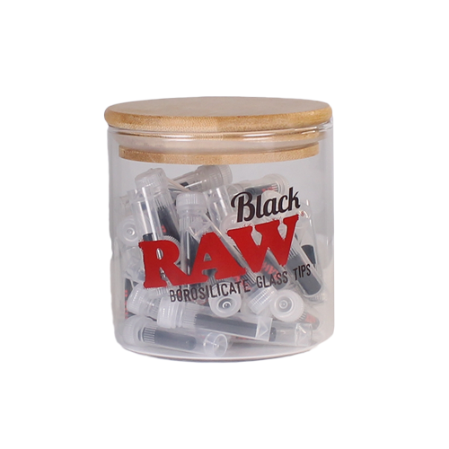 RAW BLACK GLASS TIPS/50 JAR
