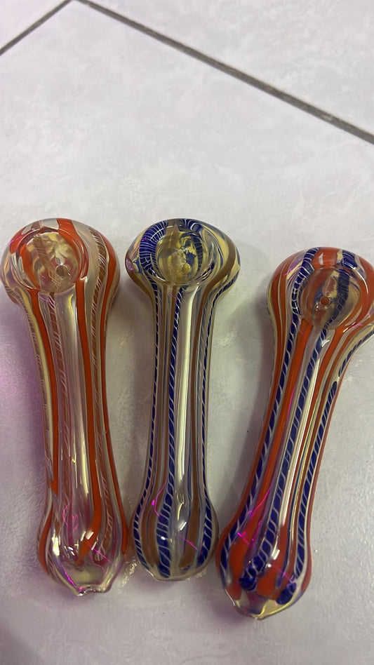 4.5 SILVER FUME HAND PIPE SWIRLING ART