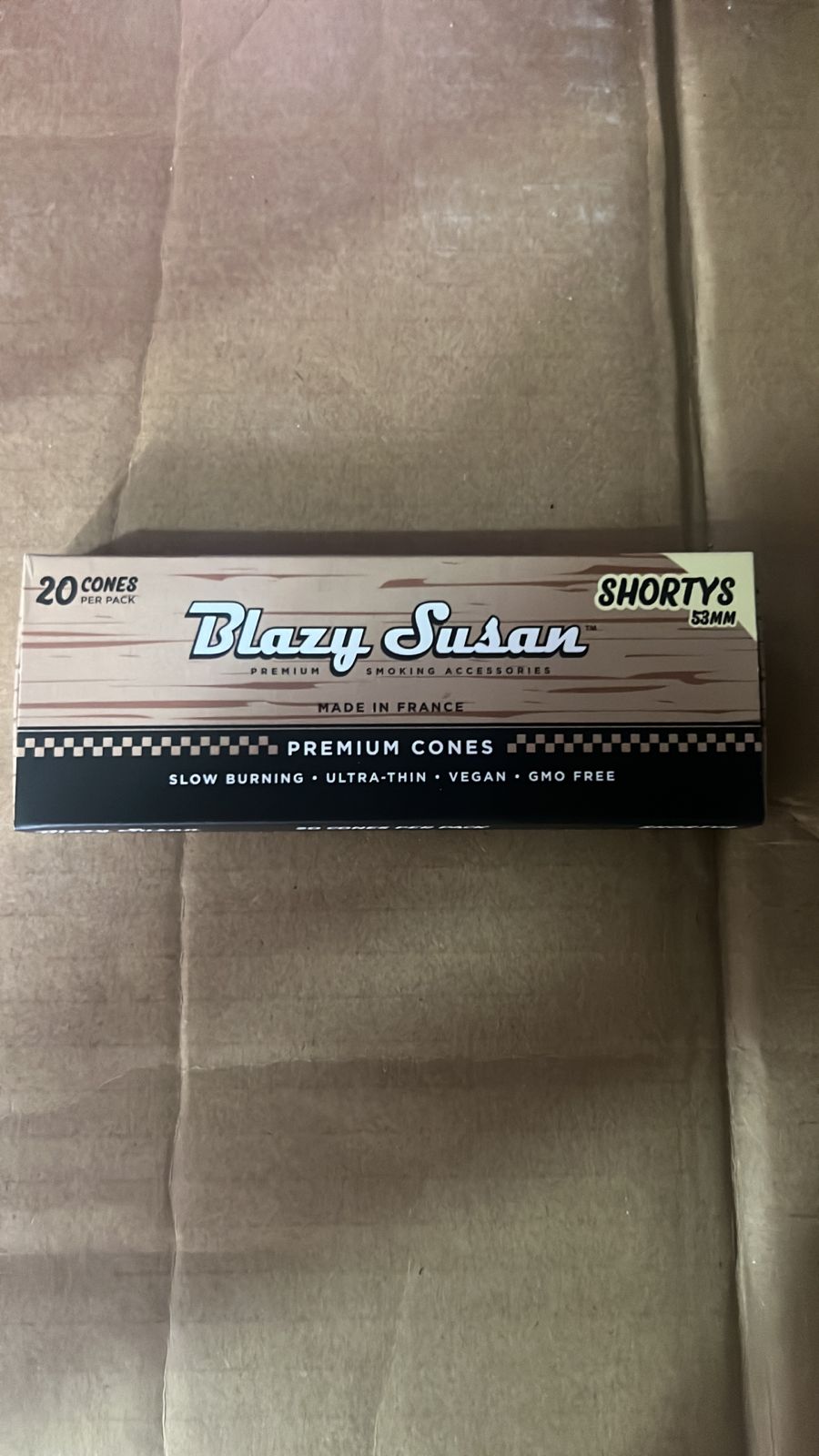 BLAZY SUSAN CAJA CON 20 CONOS  SIN BLANQUEAR SHORTY 53MM (12 PCS)