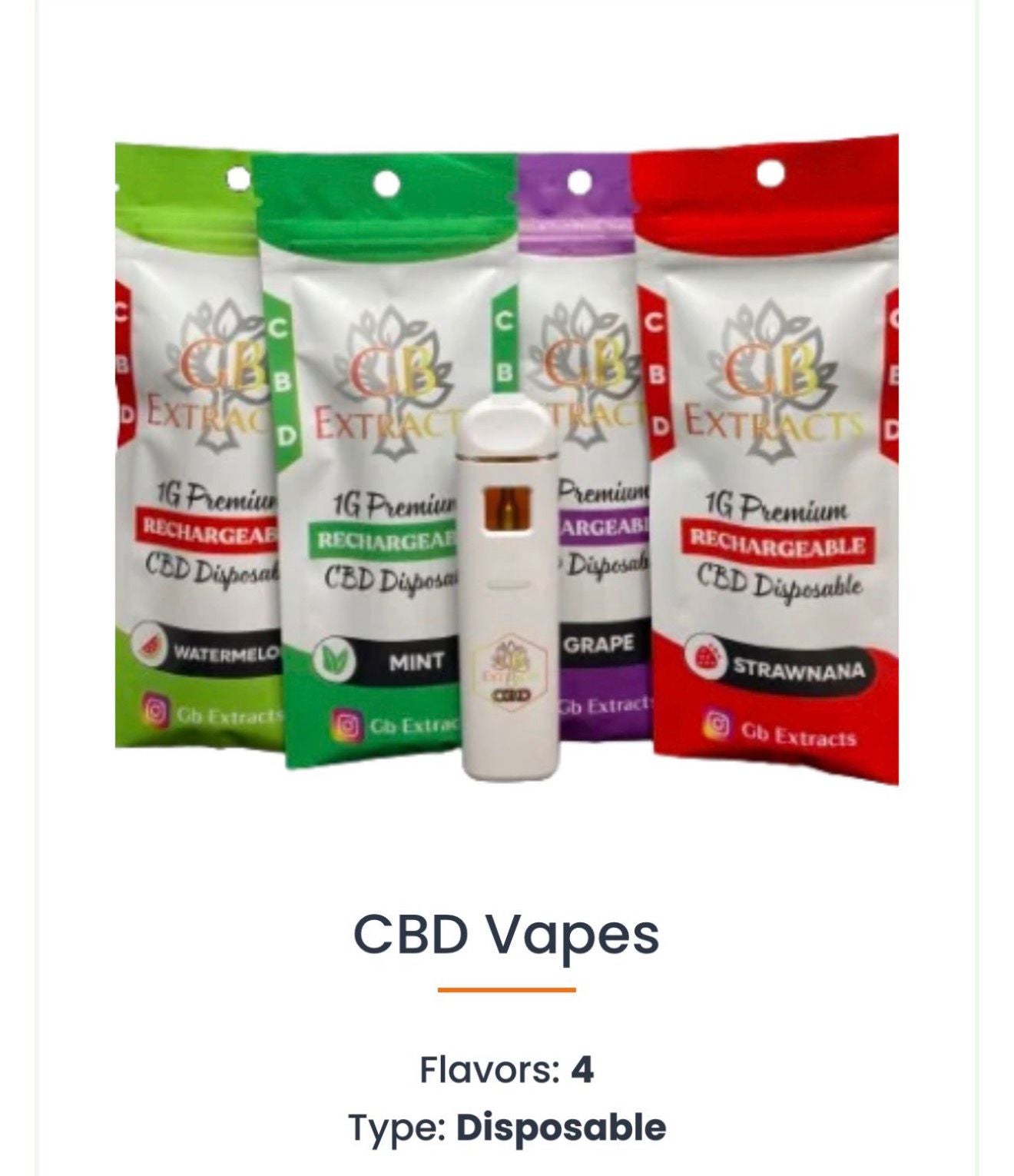 GB EXTRACTS CBD 2G VAPE