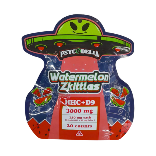 PSYCODELIA GOMITAS – HHC + D9 3000MG – WATERMELON ZKITTLES 5/PACK (20/PACK)