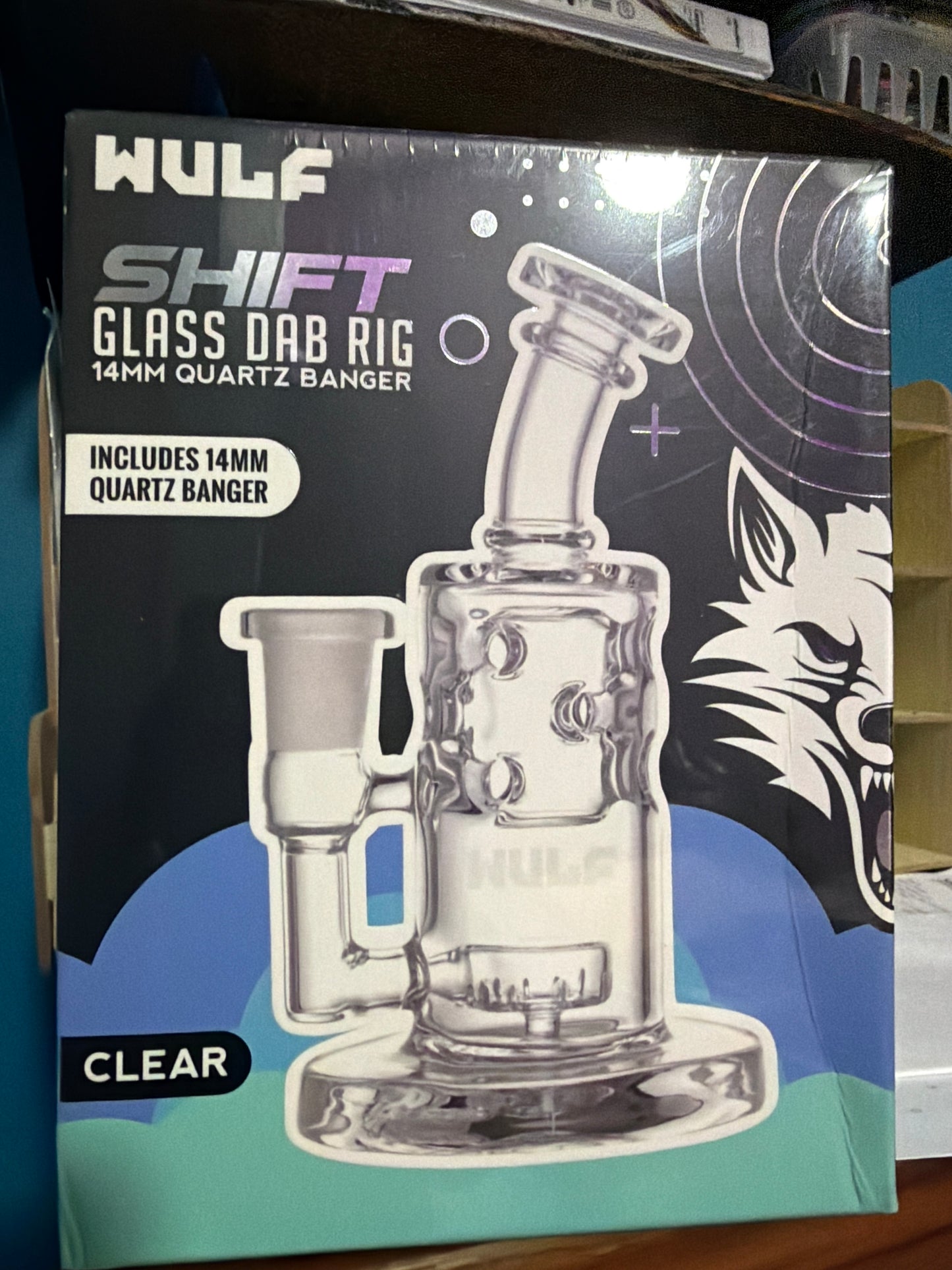 Wulf Glass Shift 14mm Dab Rig with Quartz Banger CLEAR