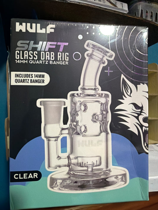 Wulf Glass Shift 14mm Dab Rig with Quartz Banger CLEAR