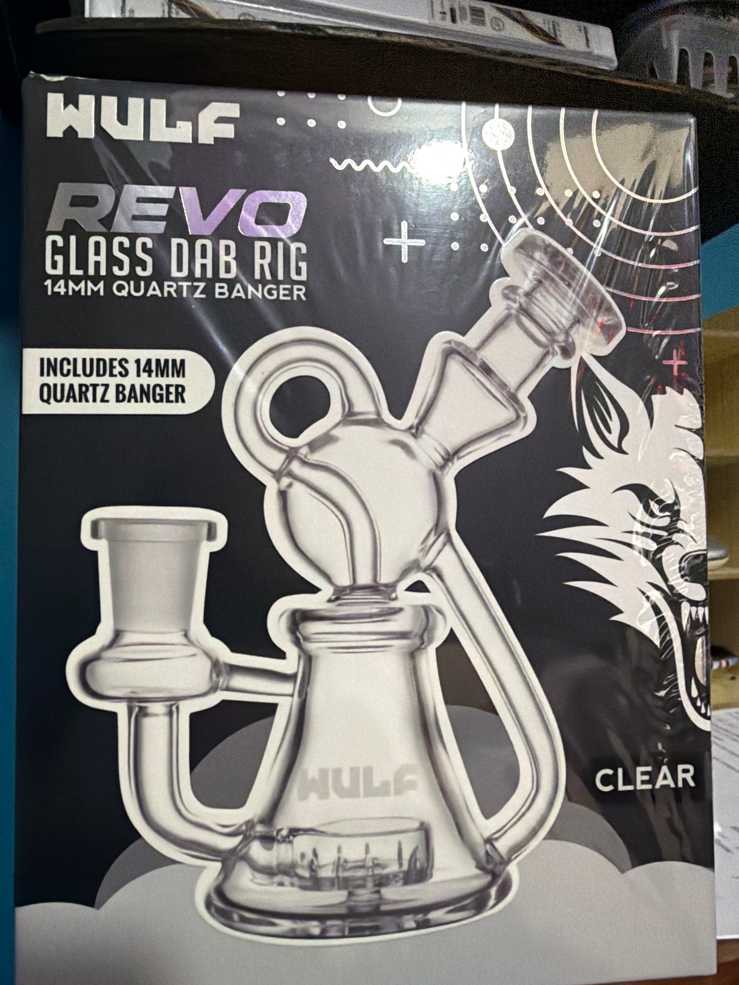 Wulf Glass Revo 14mm Dab Rig with Quartz Banger CLEAR
