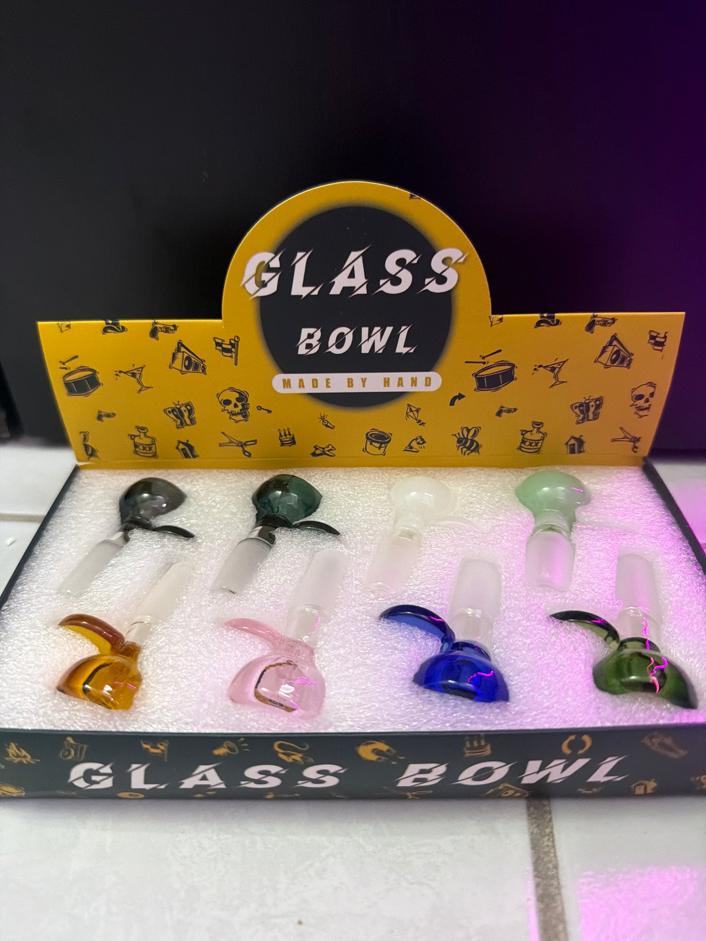 GLASS BOWL 14MM COLOR FULL 8PCS