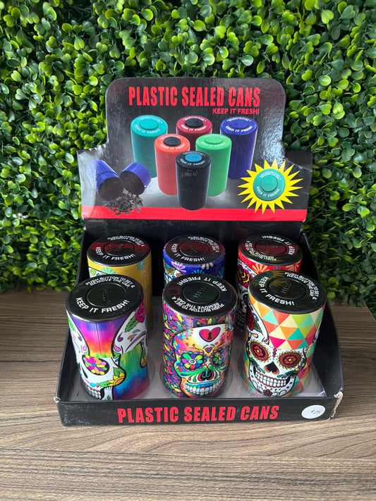 Plastic Sealed Cans Air Tight Storage Jar 6pk Display