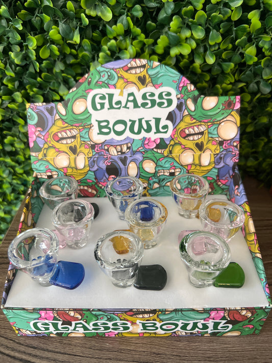14MM GLASS BOLW CLEAR WITH COLOR HANDLE