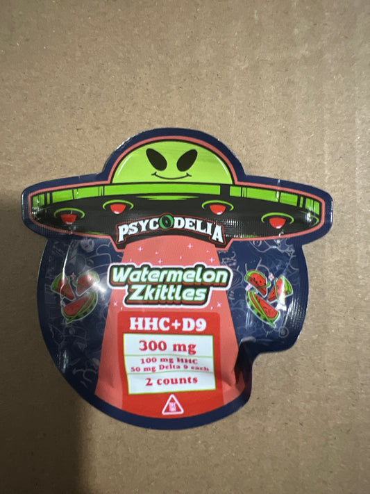 PSYCODELIA GOMITAS - HHC + D9 300MG - WATERMELON ZKITTLES 50/PACK (2/PACK)