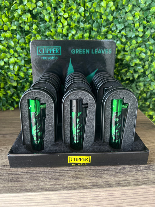 CLIPPER METAL DESIGN GREEN LEAVES